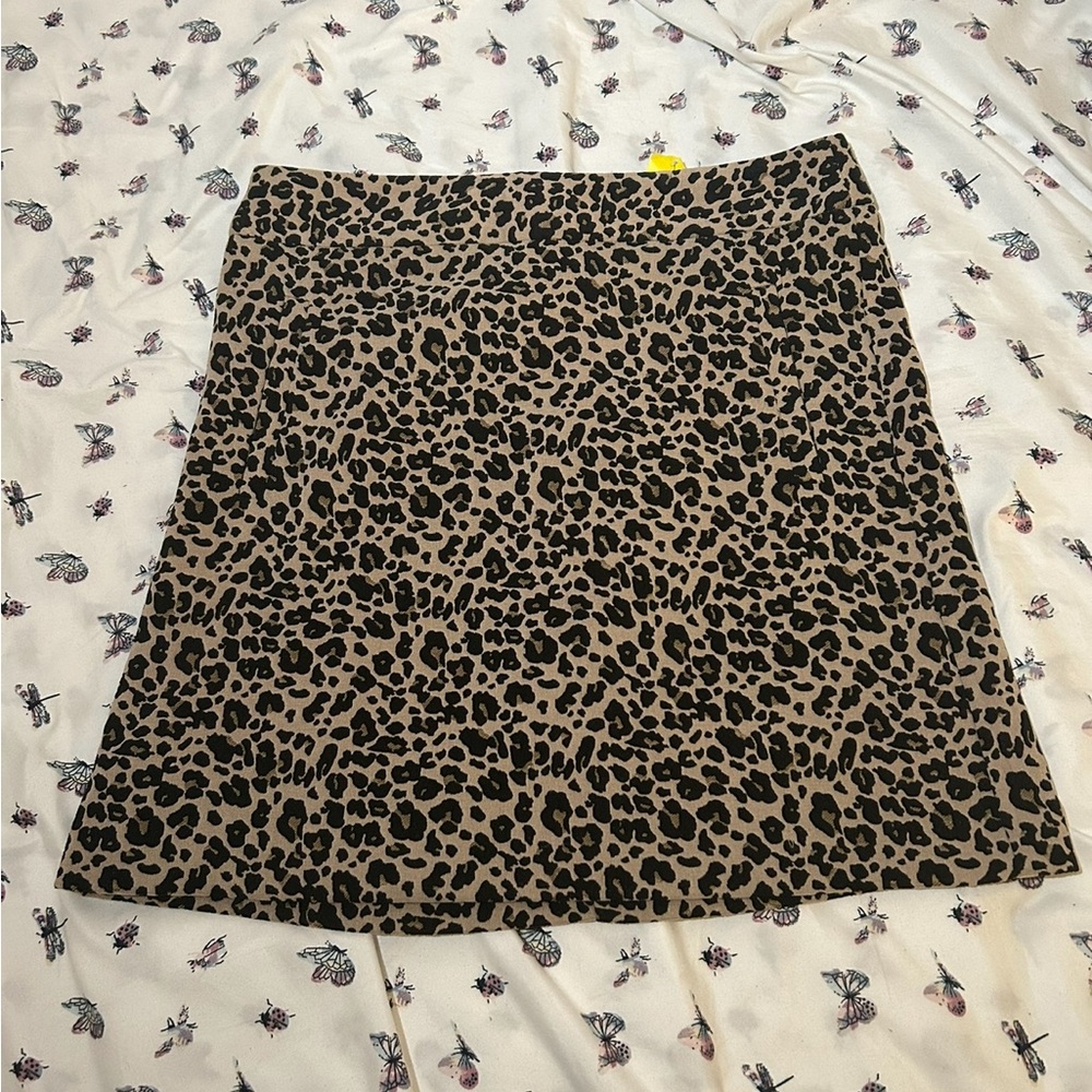 LOFT Brown and Black Mini A-Line Skirt